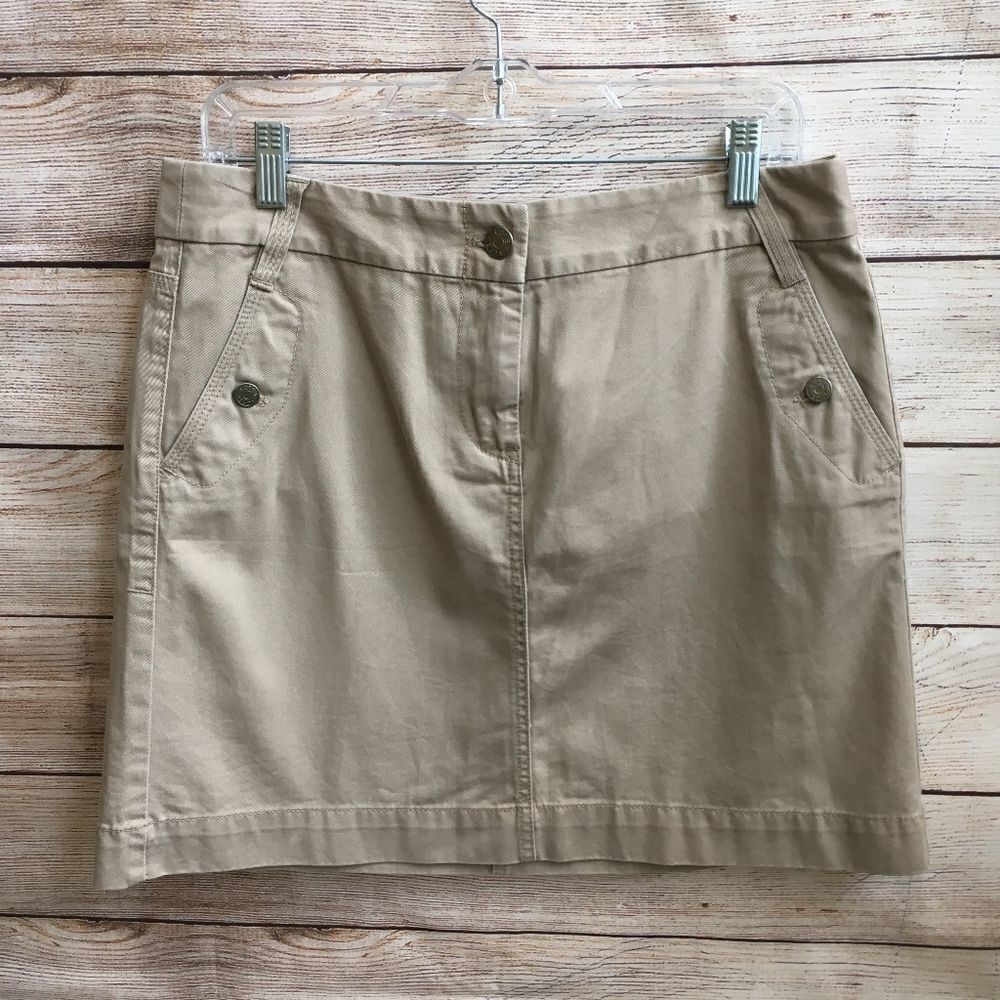 ‎J CREW CLASSIC TWILL CHINO SKIRT IN KHAKI